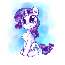 Size: 2000x2000 | Tagged: safe, artist:brownbush, rarity, pony, unicorn, g4, :t, chest fluff, cute, female, fluffy, high res, looking at you, mare, raribetes, shoulder fluff, simple background, sitting, smiling, solo, white background