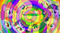 Size: 1920x1080 | Tagged: safe, artist:boozerman, applejack, derpy hooves, fluttershy, pinkie pie, rainbow dash, rarity, twilight sparkle, g4, 420, bloodshot eyes, crossover, drugs, high, male, mane six, marijuana, psychadelic, rainbow, sonic paradox, sonic the hedgehog, sonic the hedgehog (series), stoned, vector the crocodile, vector's knickers, youtube link