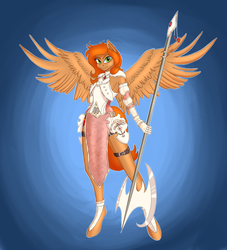 Size: 3000x3300 | Tagged: safe, artist:alicekvartersson, oc, oc only, oc:camber, pegasus, anthro, armor, female, high res, solo