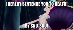 Size: 600x251 | Tagged: safe, edit, edited screencap, screencap, queen novo, seapony (g4), g4, my little pony: the movie, angry, bubble, caption, crown, death by snu snu, dorsal fin, female, fin, fin wings, fins, frown, futurama, glare, gritted teeth, image macro, implied death, implied execution, implied sex, jewelry, male, mare, meme, memeful.com, ocean, pointing, regalia, seaquestria, sitting, snu-snu, solo, swimming, teeth, text, throne, throne room, underwater, water, wings
