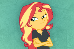 Size: 6000x4000 | Tagged: safe, artist:spottedlions, sunset shimmer, equestria girls, g4, my little pony equestria girls: better together, opening night, absurd resolution, clothes, confident, crossed arms, female, smiling, smirk, smug, smugset shimmer, solo