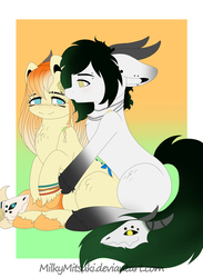 Size: 2200x3000 | Tagged: safe, artist:milkymitsuki, oc, oc only, female, high res, male, oc x oc, shipping, straight