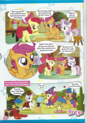 Size: 826x1169 | Tagged: safe, apple bloom, scootaloo, sweetie belle, g4, comic, cutie mark crusaders, magazine scan