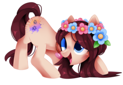 Size: 4267x2962 | Tagged: safe, artist:sorasku, oc, oc only, oc:tulip (pandorasia), earth pony, pony, female, floral head wreath, flower, high res, mare, simple background, solo, transparent background