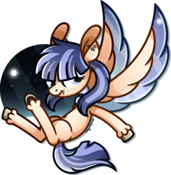 Size: 1357x1384 | Tagged: safe, artist:amberpone, oc, oc only, oc:eun byeol, pegasus, pony, bangs, blank flank, blue, blue eyes, blue hair, cel shading, choker, cloud, commission, digital art, eyes open, female, flying, freckles, hooves, lighting, looking at you, mare, moon, night, night sky, original character do not steal, paint tool sai, shading, simple background, sky, stars, teenager, transparent background, wings