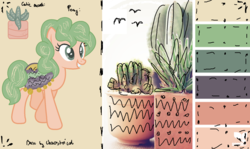 Size: 1699x1011 | Tagged: dead source, safe, artist:deerloud, oc, oc only, cactus pony, original species, pony, cactus, female, mare, reference sheet, solo