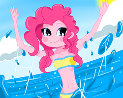 Size: 2500x2000 | Tagged: safe, artist:fax0nat, pinkie pie, human, equestria girls, g4, armpits, clothes, female, high res, solo, swimming, swimsuit