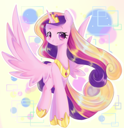 Size: 1162x1200 | Tagged: safe, artist:clefficia, artist:whiskyice, princess cadance, alicorn, pony, g4, bubble, crown, female, gem, horn, jewelry, looking at you, mare, regalia, solo, tiara, wings