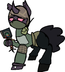 Size: 347x386 | Tagged: safe, artist:nootaz, oc, oc only, oc:dazzling flash, changeling, changeling oc, clothes, cosplay, costume, entry denial device, explosives, purple changeling, rainbow six siege, simple background, solo, transparent background