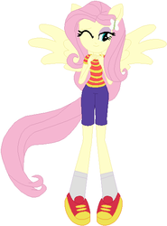 Size: 416x563 | Tagged: safe, artist:selenaede, artist:user15432, fluttershy, human, equestria girls, g4, barely eqg related, base used, clothes, earthbound, earthbound beginnings, female, humanized, lucas, mother 3, nintendo, pegasus wings, ponied up, pony ears, shirt, shoes, shorts, sneakers, socks, solo, super smash bros., winged humanization, wings