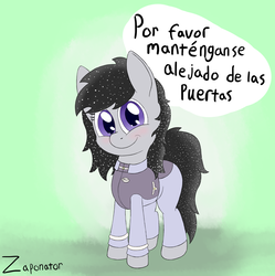 Size: 2975x2987 | Tagged: safe, artist:zaponator, oc, oc only, oc:epcot, pony, fanfic:appledashery, appledashery, communicore, disney, experimental pony chaperone of tomorrow, fanfic, fanfic art, high res, monorail, simple background, solo, spanish, translated in the comments, walt disney word monorail system, walt disney world, wdw monorail