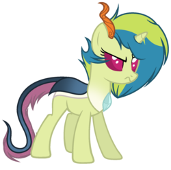 Size: 1420x1406 | Tagged: safe, artist:marielle5breda, oc, oc only, oc:chance beat, changepony, female, interspecies offspring, offspring, parent:thorax, parent:vinyl scratch, simple background, solo, transparent background