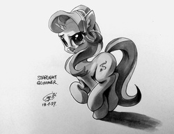 Size: 4040x3120 | Tagged: safe, artist:louislithium, starlight glimmer, pony, unicorn, g4, female, looking at you, looking back, monochrome, solo, traditional art