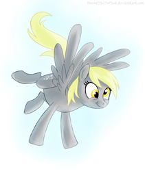 Size: 676x800 | Tagged: safe, artist:discordthetrollest, derpy hooves, pegasus, pony, g4, female, flying, mare, simple background, smiling, solo, white background