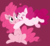 Size: 2190x2000 | Tagged: safe, artist:breezietype, artist:hattsy, pinkie pie, earth pony, pony, g4, :o, duo, eyes closed, glomp, heart, high res, open mouth, pink background, self ponidox, simple background, sitting, smiling