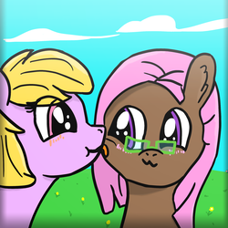 Size: 2000x2000 | Tagged: safe, artist:teletom, oc, oc only, oc:ashe, oc:wet paint, pony, couple, cute, high res, mlem, silly, tongue out