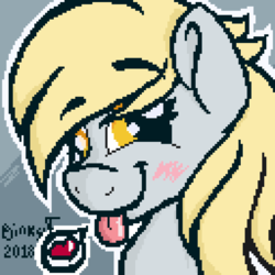 Size: 2048x2048 | Tagged: safe, artist:binkyt11, derpy hooves, pegasus, pony, g4, :p, blushing, cute, derp, derpabetes, female, high res, mare, pictogram, pixel art, silly, smiling, solo, tongue out