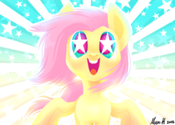 Size: 1691x1211 | Tagged: safe, artist:moonhoek, fluttershy, pegasus, pony, rcf community, g4, alternate hairstyle, amazed, backlighting, bright, bust, cute, digital art, emotional, female, happy, mare, open mouth, portrait, shyabetes, smiling, solo, spread wings, starry eyes, wingding eyes
