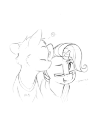 Size: 1536x2048 | Tagged: safe, artist:dimfann, oc, oc only, oc:dim, oc:yodi, pony, unicorn, gay, glasses, grayscale, kissing, male, monochrome, shipping, sketch