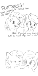 Size: 1650x3300 | Tagged: safe, artist:tjpones, rainbow dash, rarity, pegasus, pony, unicorn, g4, bust, comic, dialogue, duo, duo female, female, grayscale, implied fluttershy, insensitivity, mare, missing the point, misspelling, monochrome, not helping, rainbow douche, rainbow dumb, rarity is not amused, simple background, unamused, white background
