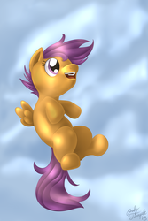Size: 1280x1920 | Tagged: safe, artist:bellalysewinchester, scootaloo, pegasus, pony, g4, female, filly, scootaloo can fly, solo