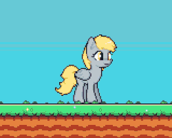 Size: 480x384 | Tagged: safe, artist:biel56789, derpibooru exclusive, derpy hooves, pony, game:spike's quest, g4, animated, blinking, day dreaming derpy, daydream, derp, female, food, gasp, muffin, night, perfect loop, pictogram, pixel art, sky, solo, stars, sunset, that pony sure does love muffins, thinking, transition