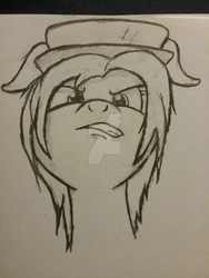 Size: 1024x1365 | Tagged: safe, artist:aeropegasus, oc, oc only, oc:aero pegasus, pony, angry, cap, female, hat, looking at you, looking down, sketch, sketchbook, traditional art, watermark