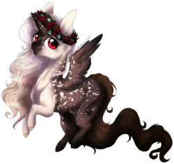 Size: 1121x1052 | Tagged: safe, artist:luuny-luna, oc, oc only, oc:black forest, pegasus, pony, female, floral head wreath, flower, mare, simple background, solo, transparent background