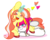 Size: 507x410 | Tagged: safe, artist:themisslittledevil, oc, oc only, oc:cinnamon bun, oc:mercy, pony, unicorn, base used, cuddling, cuyddling, female, heart, lesbian, lying down, mare, one eye closed, prone, shipping, simple background, transparent background