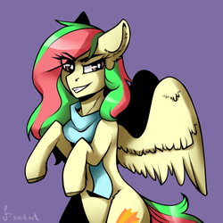 Size: 1000x1000 | Tagged: safe, artist:serodart, oc, oc only, pegasus, pony, clothes, ear fluff, female, scarf, smiling, solo