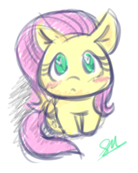Size: 1024x1280 | Tagged: safe, artist:sugar morning, derpibooru exclusive, fluttershy, pegasus, pony, g4, chibi, colored sketch, cute, doodle, female, heart eyes, looking at you, looking up, looking up at you, mare, simple background, sitting, sketch, solo, sweet, wingding eyes