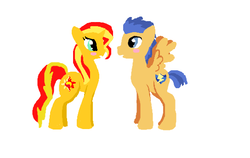 Size: 544x344 | Tagged: safe, artist:skywishes552, flash sentry, sunset shimmer, pony, unicorn, g4, female, male, ship:flashimmer, shipping, straight