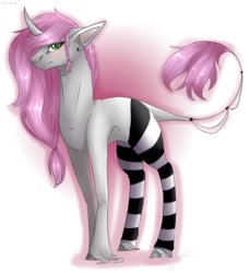 Size: 3000x3293 | Tagged: safe, artist:lastaimin, oc, oc only, classical unicorn, pony, unicorn, clothes, curved horn, female, high res, horn, leonine tail, mare, simple background, socks, solo, striped socks, transparent background, unshorn fetlocks