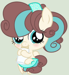 Size: 2944x3216 | Tagged: safe, artist:starfalldawn, oc, oc only, oc:sugar heart, pegasus, pony, baby, baby bottle, baby pony, diaper, female, filly, high res, offspring, parent:pound cake, parent:princess flurry heart, parents:poundflurry, simple background, solo
