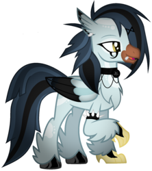 Size: 1372x1548 | Tagged: dead source, safe, artist:thecreativeenigma, oc, oc only, classical hippogriff, hippogriff, beak piercing, choker, goth, simple background, solo, spiked wristband, transparent background, wristband