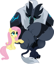 Size: 3488x4079 | Tagged: safe, artist:punzil504, fluttershy, pegasus, pony, g4, my little pony: the movie, crying, duo, feels, female, mare, simple background, storm guard, transparent background, vector, what measure is a mook?
