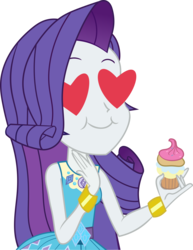 Size: 2460x3183 | Tagged: safe, artist:shootingstarsentry, rarity, equestria girls, g4, my little pony equestria girls: better together, super squad goals, clothes, cupcake, delicious, dessert, dress, female, food, frosting, geode of shielding, heart, heart eyes, high res, simple background, solo, transparent background, vector, wingding eyes