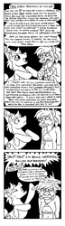 Size: 806x2801 | Tagged: safe, artist:crownflame, oc, oc only, earth pony, pony, black and white, comic, cutie mark, female, furry, grayscale, male, monochrome, parody, satire