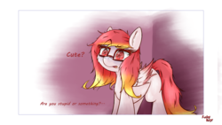 Size: 2304x1296 | Tagged: safe, artist:ruby dusk, oc, oc only, oc:ruby dusk, pegasus, pony, glasses, i'm not cute, simple background, solo