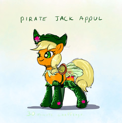 Size: 1200x1213 | Tagged: safe, artist:xbi, applejack, earth pony, pony, g4, 30 minute art challenge, appul, boots, clothes, hat, pirate, pirate hat, saddle, shoes, tack