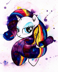 Size: 2409x2993 | Tagged: safe, artist:mashiromiku, rarity, pony, g4, high res, rainbow power, traditional art, watercolor painting