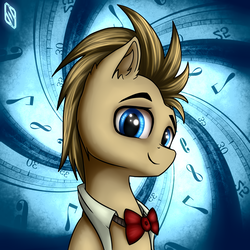 Size: 1500x1500 | Tagged: safe, artist:6editor9, doctor whooves, time turner, earth pony, pony, g4, bowtie, male, smiling, solo, stallion