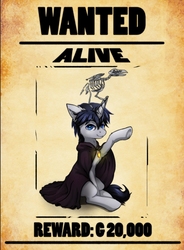 Size: 753x1024 | Tagged: safe, artist:g-haze, oc, oc only, oc:bone marrow, bird, pony, raven (bird), undead, unicorn, fanfic:necromancy for foals, bone, cloak, clothes, colt, fanfic, fanfic art, fanfic cover, male, necromancer, pocket watch, skeleton, wanted poster