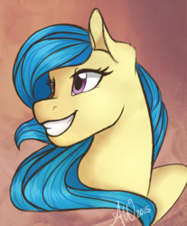 Size: 800x964 | Tagged: safe, artist:fairdahlia, oc, oc only, pegasus, pony, bust, female, grin, mare, portrait, smiling, solo