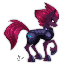 Size: 2212x1983 | Tagged: safe, artist:derpsonhooves, tempest shadow, pony, unicorn, g4, my little pony: the movie, broken horn, eye scar, female, horn, looking down, mare, raised hoof, scar, simple background, solo, transparent background