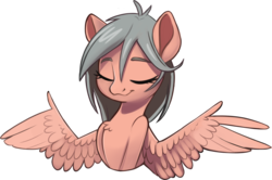 Size: 2496x1660 | Tagged: source needed, useless source url, safe, artist:taneysha, oc, oc only, oc:gearsy septima, pegasus, pony, bust, eyes closed, female, mare, shrug, simple background, solo, sticker, transparent background, wing gesture, wing hands, wing shrug, ¯\(ツ)/¯