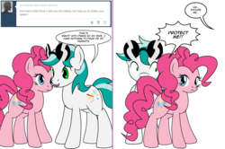 Size: 1204x800 | Tagged: safe, artist:dekomaru, pinkie pie, oc, oc:dazzle, earth pony, pony, tumblr:ask twixie, g4, ask, comic, male, stallion, tumblr