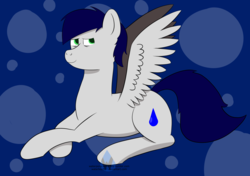 Size: 3171x2232 | Tagged: safe, artist:waterboy597, oc, oc only, oc:waterpony, pegasus, pony, high res, resting, simple background, tired