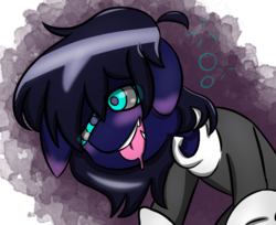 Size: 769x627 | Tagged: safe, artist:askhypnoswirl, oc, oc only, earth pony, pony, abstract background, drunk bubbles, earth pony oc, open mouth, swirly eyes