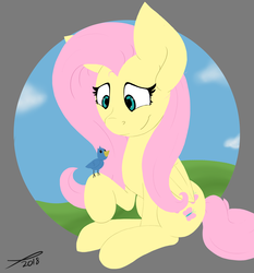 Size: 2295x2465 | Tagged: safe, artist:platenjack, fluttershy, bird, g4, female, high res, solo